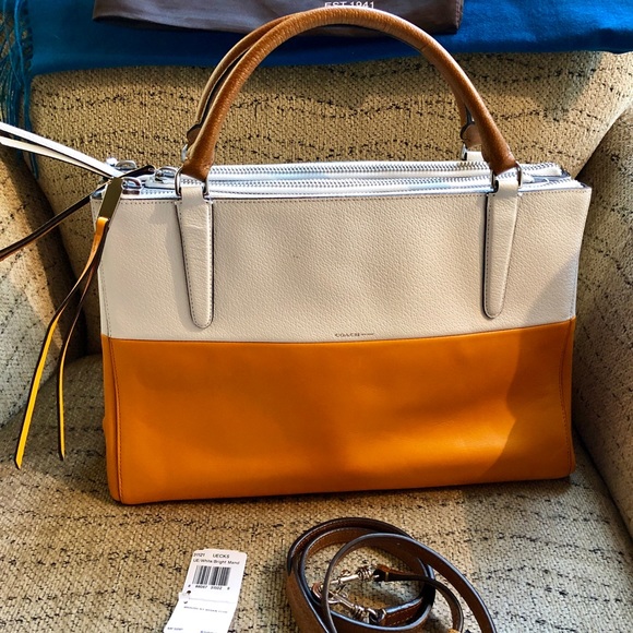 Coach Handbags - COACH Orange & White Crossbody Tote Purse